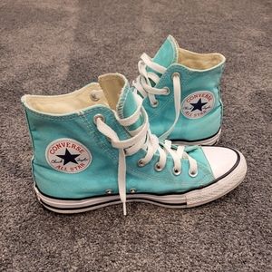 Turquoise/Teal Converse High Tops WO'S Size 7 MENS Size 5